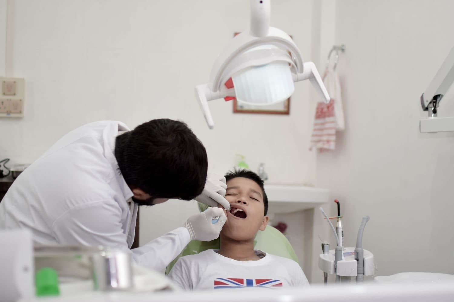 A child having a dental check-up